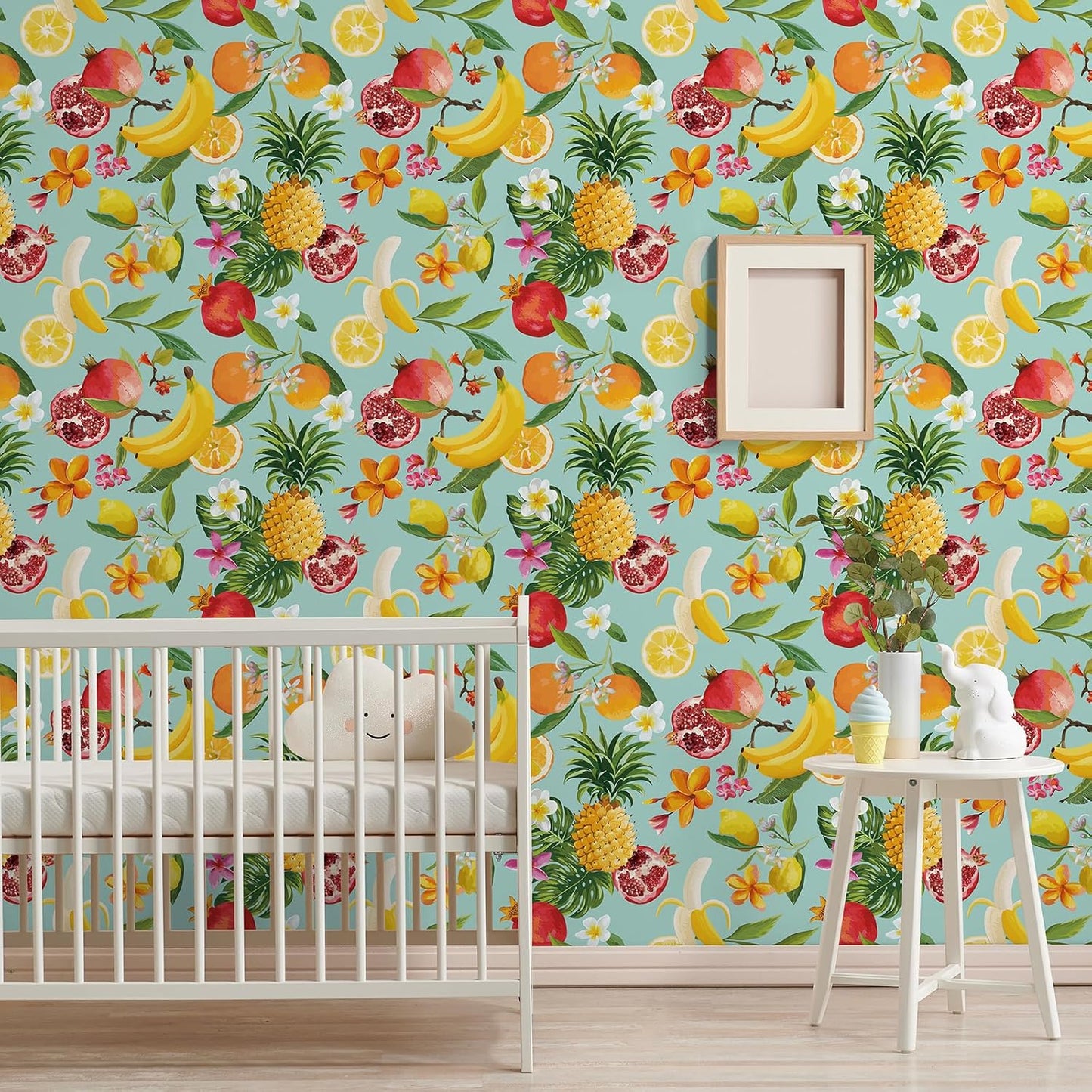 Peel and Stick Orange Fruit Watercolor Lemon Orange Print Wallpaper Self Adhesive Removable Renter Friendly Contact Paper 17.7"x100" for Nursery Pantry Cabinets Walls