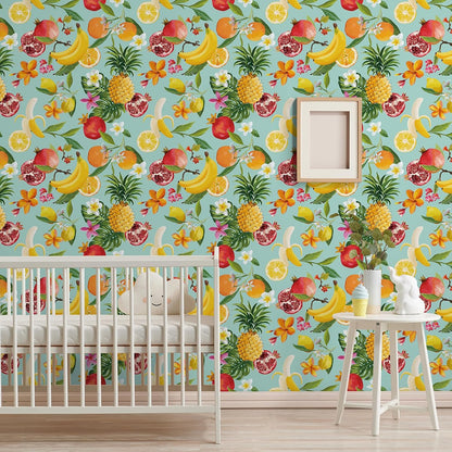 Peel and Stick Orange Fruit Watercolor Lemon Orange Print Wallpaper Self Adhesive Removable Renter Friendly Contact Paper 17.7"x100" for Nursery Pantry Cabinets Walls