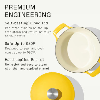 Cookware - Dutch Oven 5.5 Quart - Marigold Yellow - Enameled Cast Iron - Exceptional Heat Retention & Durability - Professional Cookware - Crafted in France - Induction Compatible