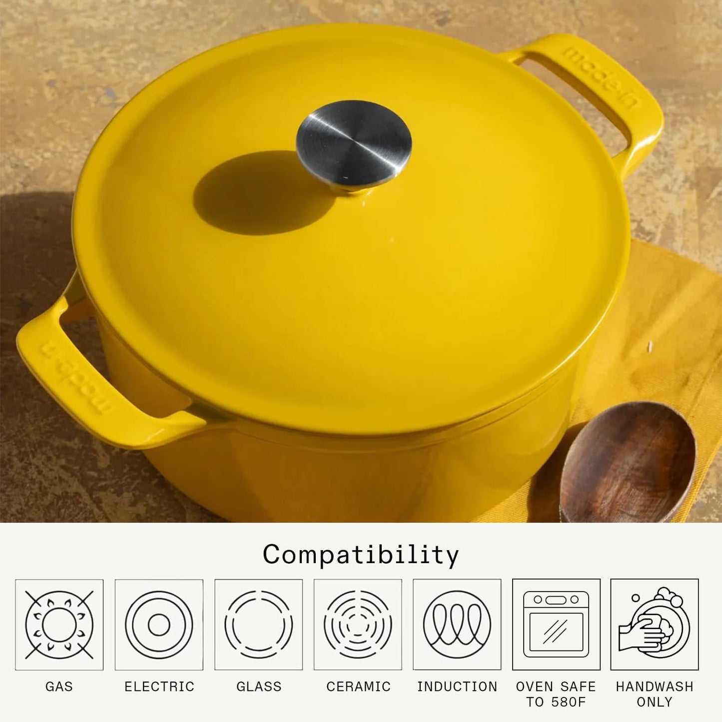 Cookware - Dutch Oven 5.5 Quart - Marigold Yellow - Enameled Cast Iron - Exceptional Heat Retention & Durability - Professional Cookware - Crafted in France - Induction Compatible