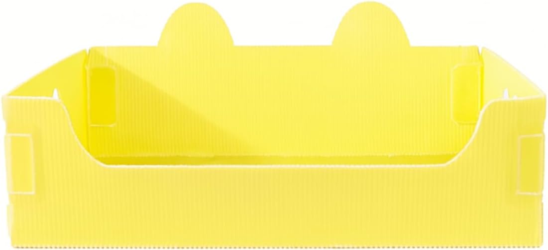 Disposable Foldable Cat Litter Box – Cute Cat Ear Design Waterproof PP Monthly Litter Pan, Yellow