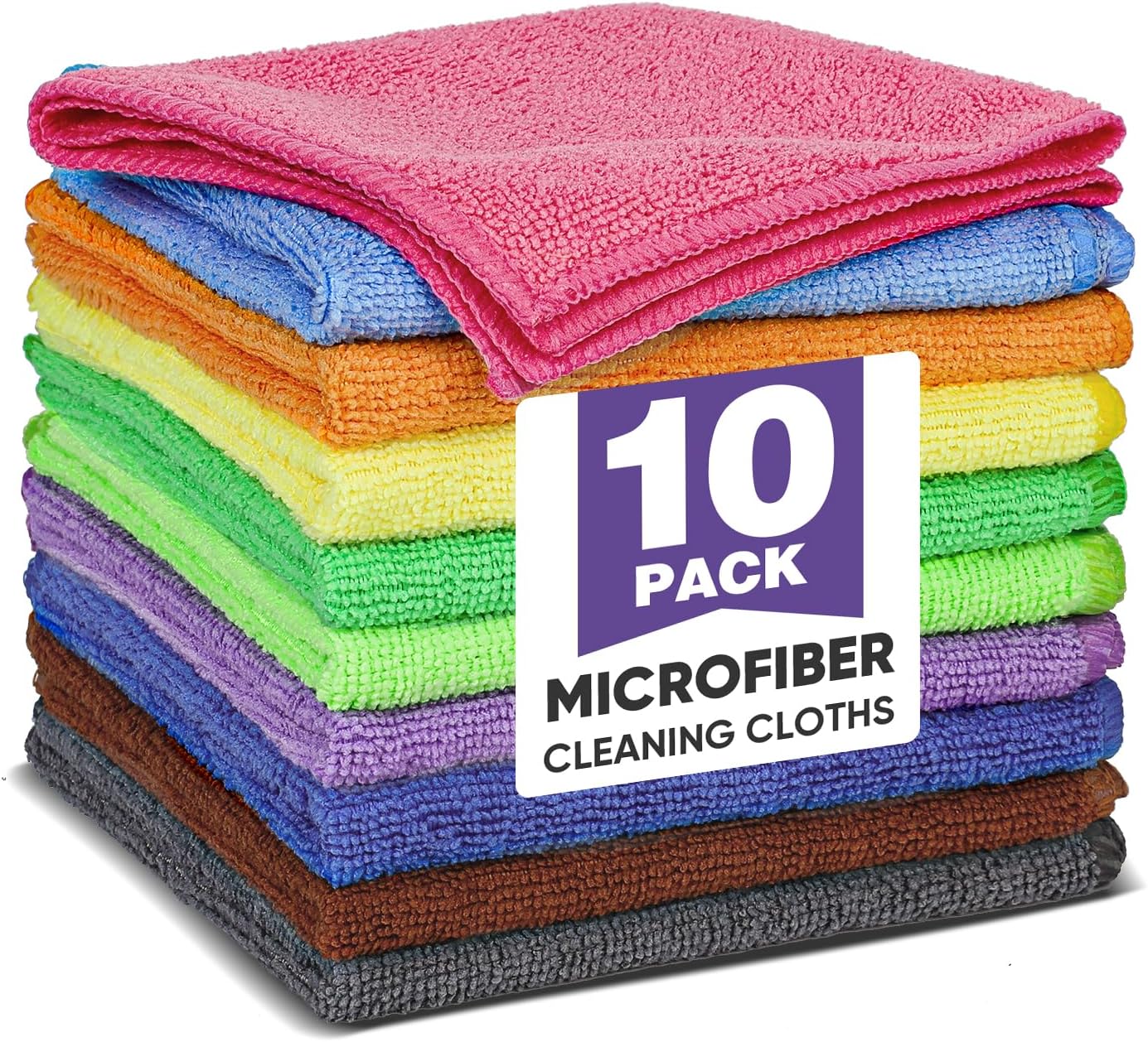 10 PCS Yellow Microfiber Cleaning Cloths, Highly Absorbent Microfiber Towels for Car, Kitchen, Bathroom and Household Cleaning, 11.8" X11.8