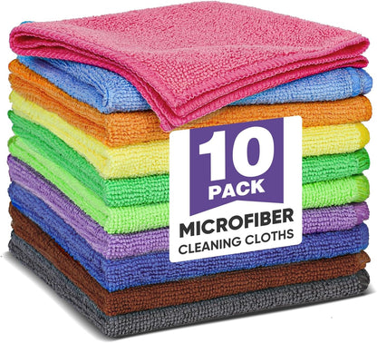 10 PCS Yellow Microfiber Cleaning Cloths, Highly Absorbent Microfiber Towels for Car, Kitchen, Bathroom and Household Cleaning, 11.8" X11.8