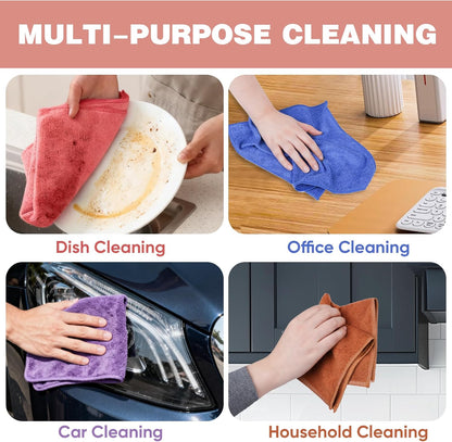 10 PCS Yellow Microfiber Cleaning Cloths, Highly Absorbent Microfiber Towels for Car, Kitchen, Bathroom and Household Cleaning, 11.8" X11.8