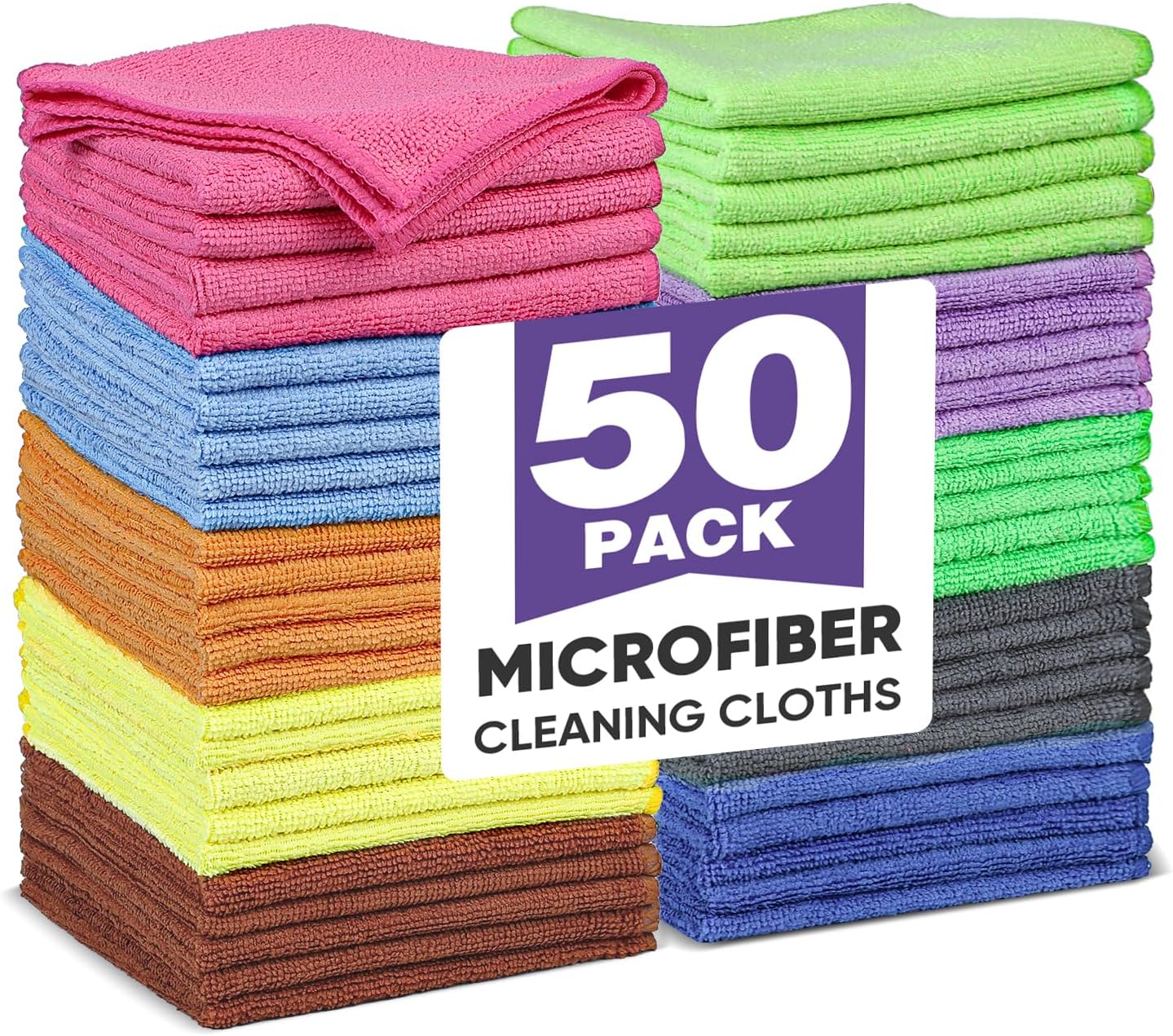 10 PCS Yellow Microfiber Cleaning Cloths, Highly Absorbent Microfiber Towels for Car, Kitchen, Bathroom and Household Cleaning, 11.8" X11.8