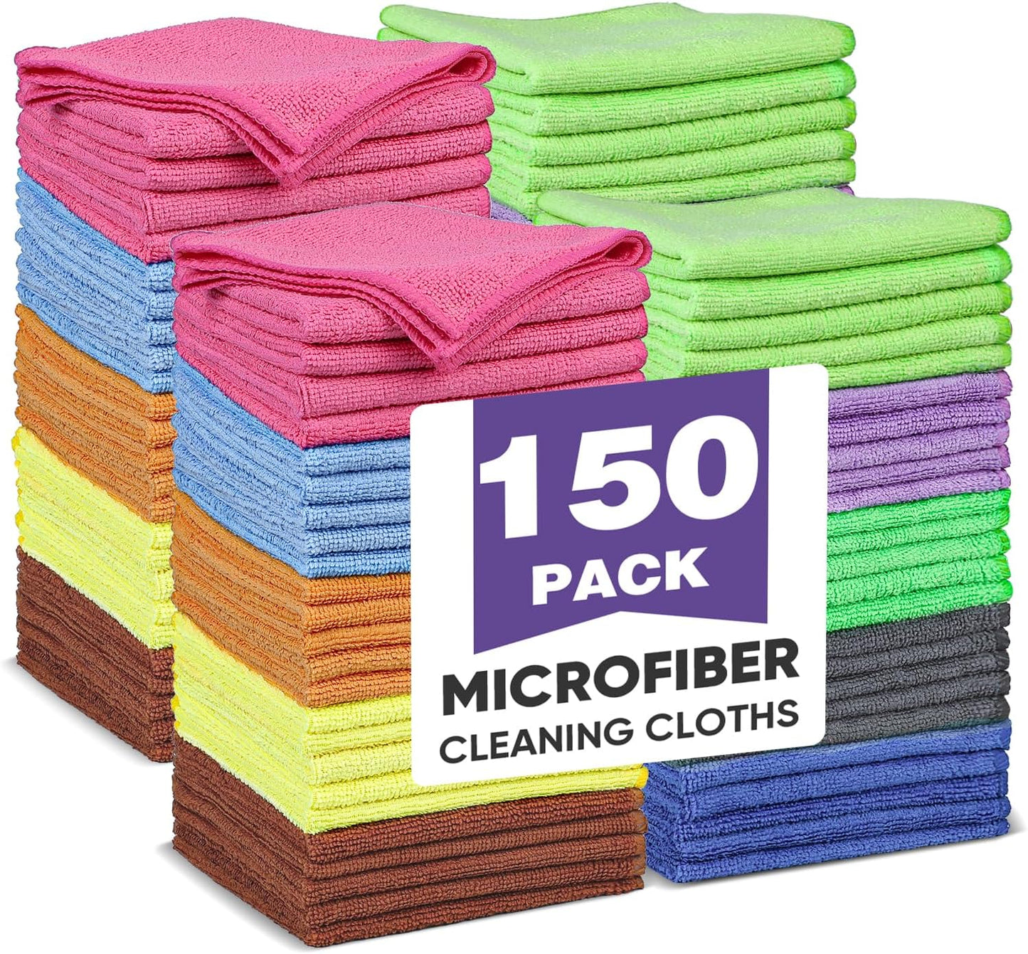 10 PCS Yellow Microfiber Cleaning Cloths, Highly Absorbent Microfiber Towels for Car, Kitchen, Bathroom and Household Cleaning, 11.8" X11.8
