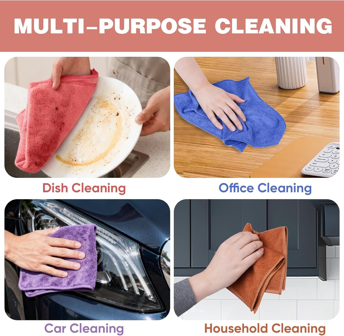 10 PCS Yellow Microfiber Cleaning Cloths, Highly Absorbent Microfiber Towels for Car, Kitchen, Bathroom and Household Cleaning, 11.8" X11.8