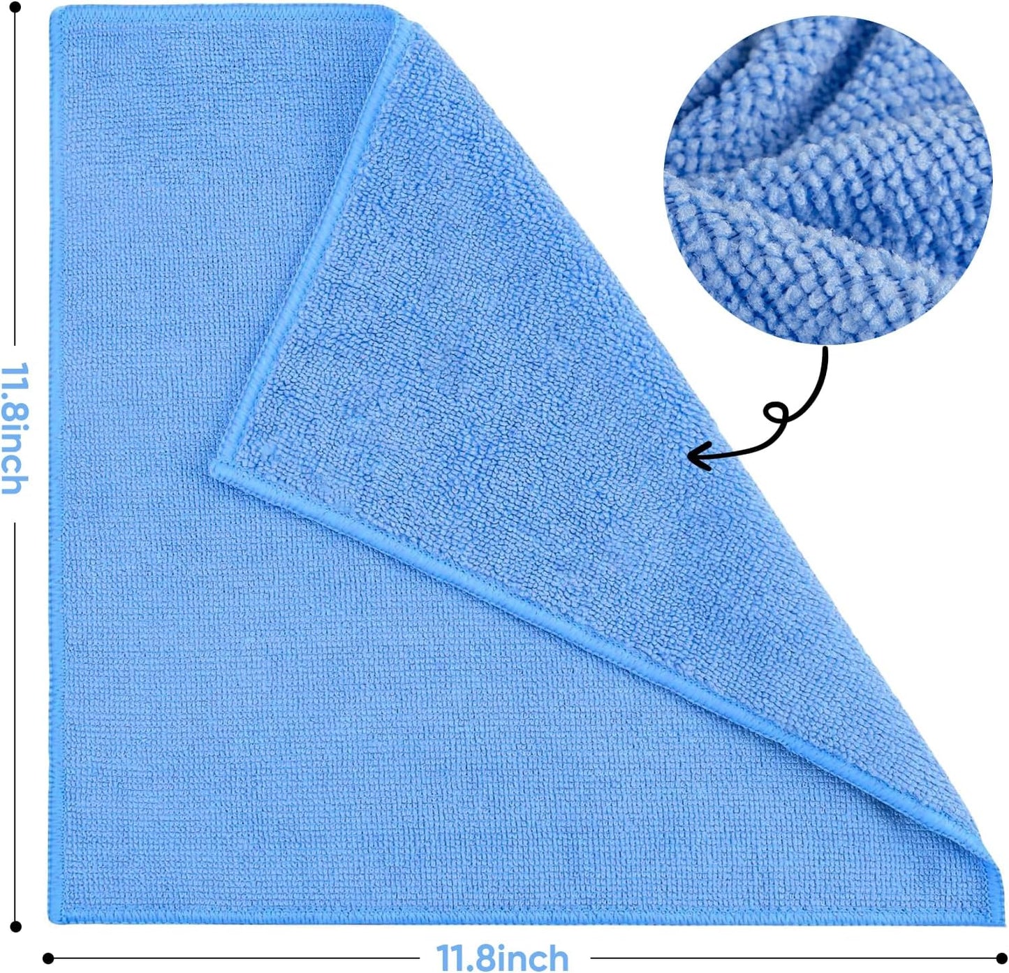 10 PCS Yellow Microfiber Cleaning Cloths, Highly Absorbent Microfiber Towels for Car, Kitchen, Bathroom and Household Cleaning, 11.8" X11.8