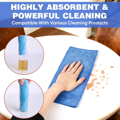 10 PCS Yellow Microfiber Cleaning Cloths, Highly Absorbent Microfiber Towels for Car, Kitchen, Bathroom and Household Cleaning, 11.8" X11.8