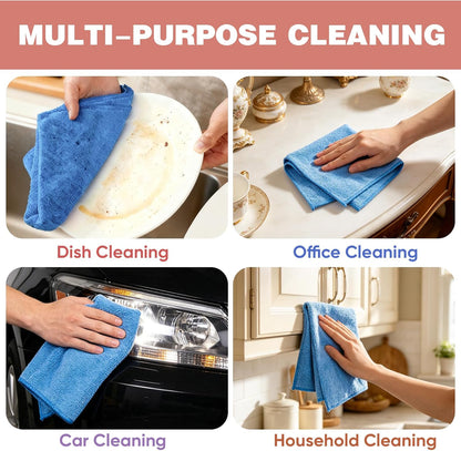 10 PCS Yellow Microfiber Cleaning Cloths, Highly Absorbent Microfiber Towels for Car, Kitchen, Bathroom and Household Cleaning, 11.8" X11.8