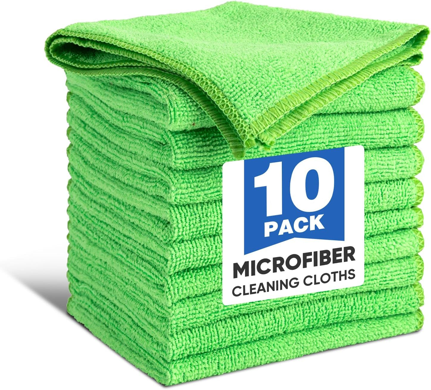10 PCS Yellow Microfiber Cleaning Cloths, Highly Absorbent Microfiber Towels for Car, Kitchen, Bathroom and Household Cleaning, 11.8" X11.8