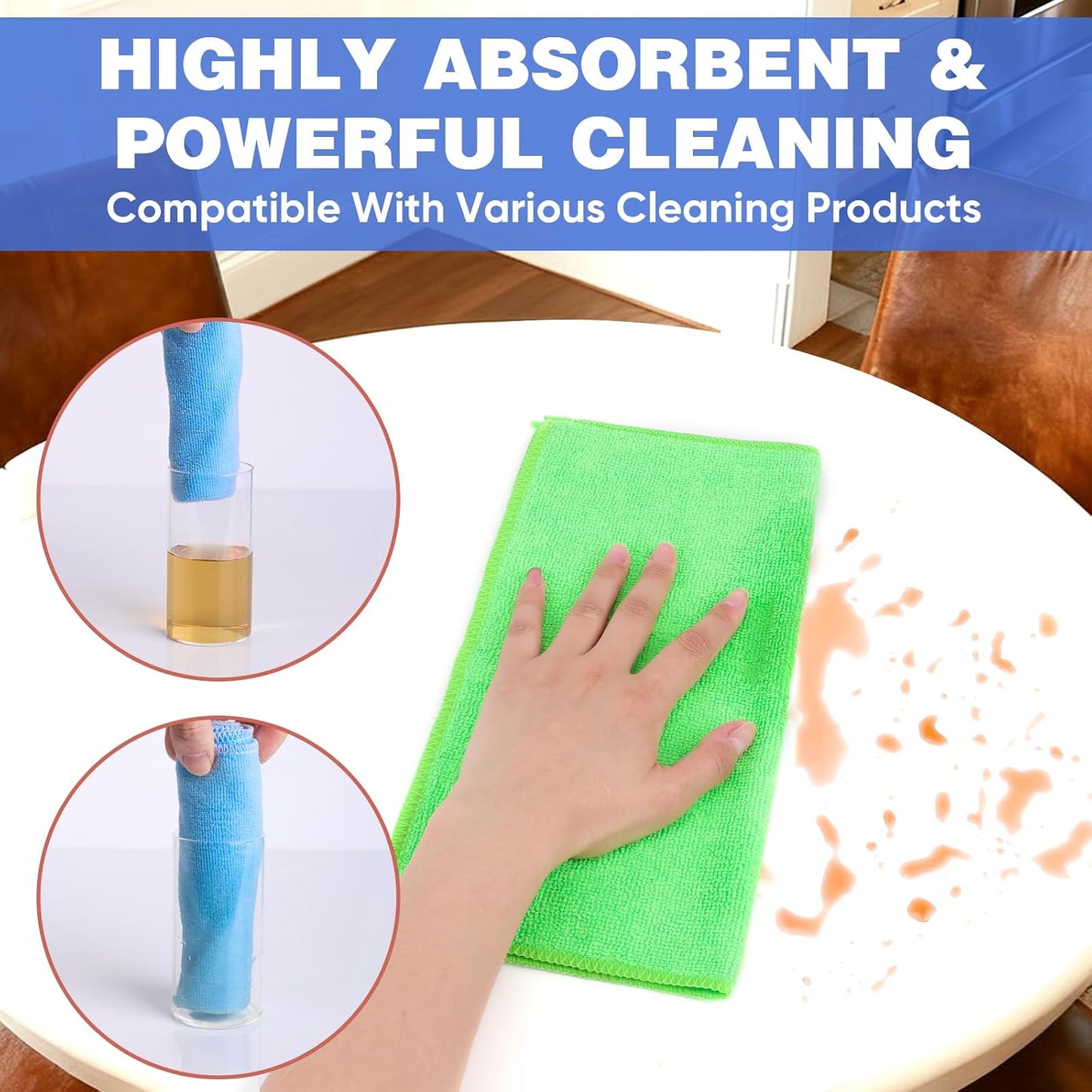10 PCS Yellow Microfiber Cleaning Cloths, Highly Absorbent Microfiber Towels for Car, Kitchen, Bathroom and Household Cleaning, 11.8" X11.8