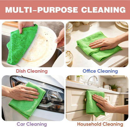 10 PCS Yellow Microfiber Cleaning Cloths, Highly Absorbent Microfiber Towels for Car, Kitchen, Bathroom and Household Cleaning, 11.8" X11.8
