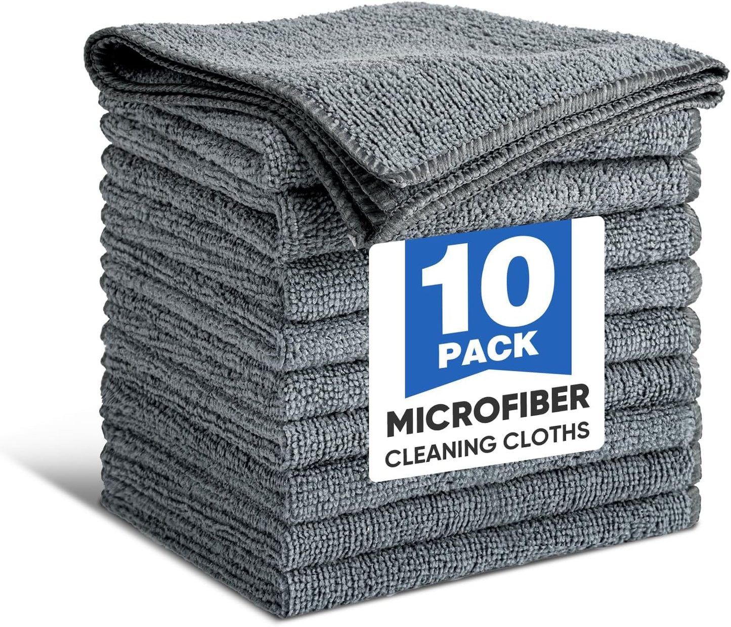 10 PCS Yellow Microfiber Cleaning Cloths, Highly Absorbent Microfiber Towels for Car, Kitchen, Bathroom and Household Cleaning, 11.8" X11.8