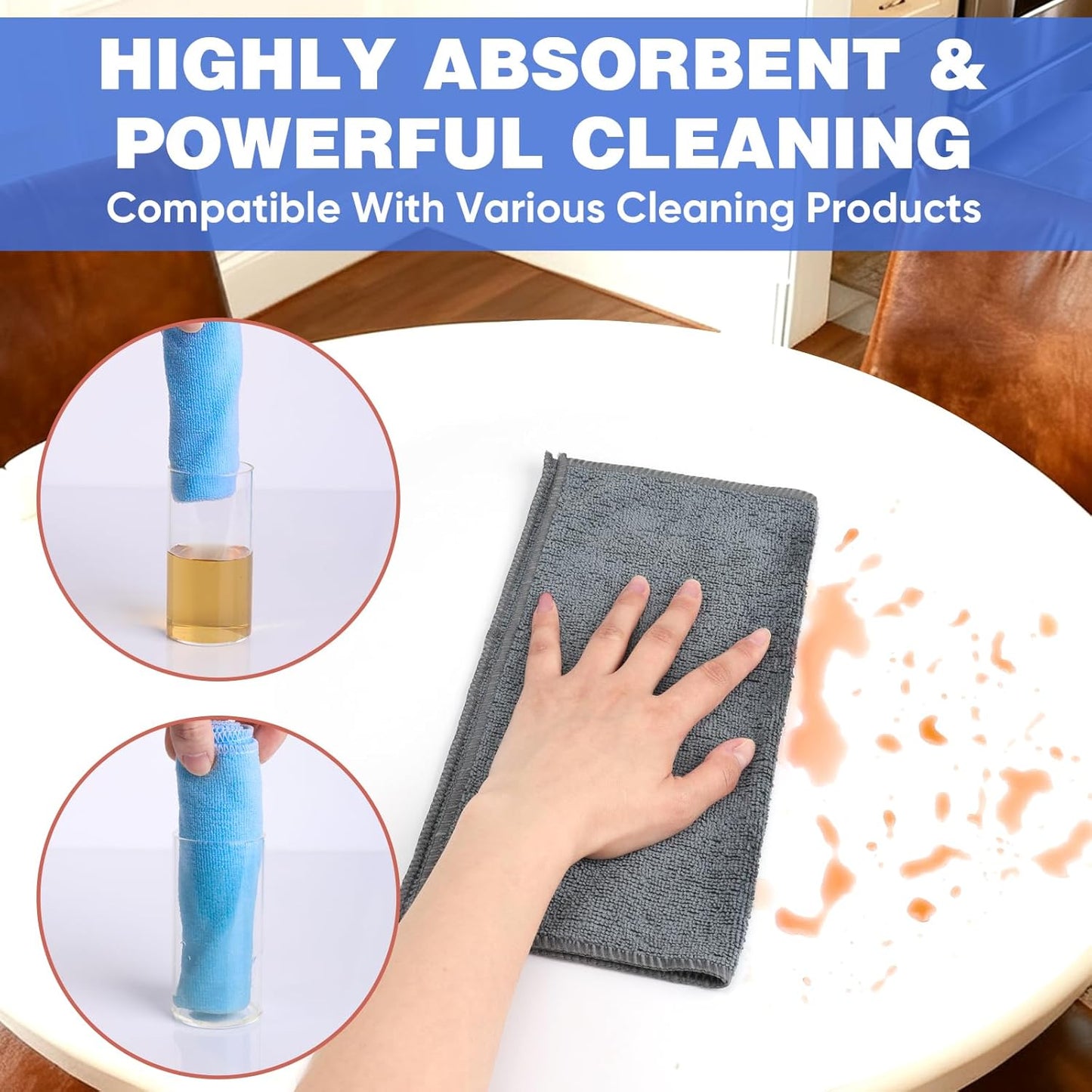 10 PCS Yellow Microfiber Cleaning Cloths, Highly Absorbent Microfiber Towels for Car, Kitchen, Bathroom and Household Cleaning, 11.8" X11.8