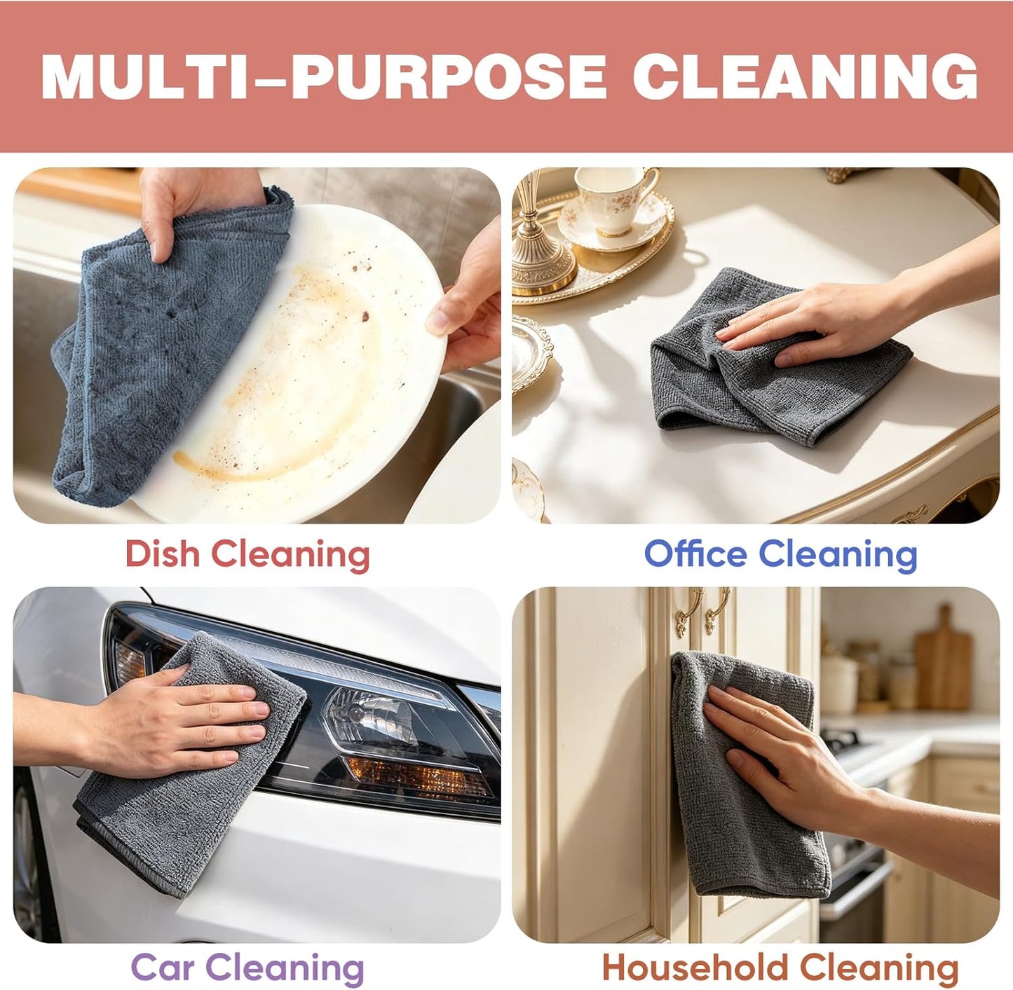 10 PCS Yellow Microfiber Cleaning Cloths, Highly Absorbent Microfiber Towels for Car, Kitchen, Bathroom and Household Cleaning, 11.8" X11.8