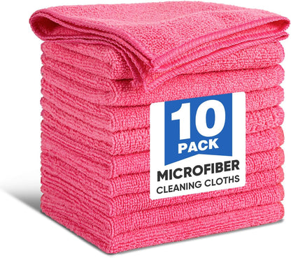 10 PCS Yellow Microfiber Cleaning Cloths, Highly Absorbent Microfiber Towels for Car, Kitchen, Bathroom and Household Cleaning, 11.8" X11.8