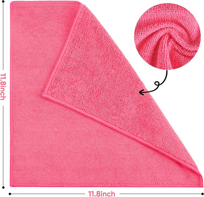 10 PCS Yellow Microfiber Cleaning Cloths, Highly Absorbent Microfiber Towels for Car, Kitchen, Bathroom and Household Cleaning, 11.8" X11.8