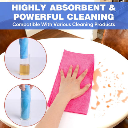 10 PCS Yellow Microfiber Cleaning Cloths, Highly Absorbent Microfiber Towels for Car, Kitchen, Bathroom and Household Cleaning, 11.8" X11.8