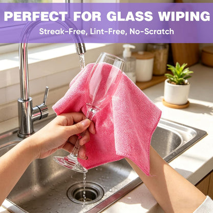10 PCS Yellow Microfiber Cleaning Cloths, Highly Absorbent Microfiber Towels for Car, Kitchen, Bathroom and Household Cleaning, 11.8" X11.8