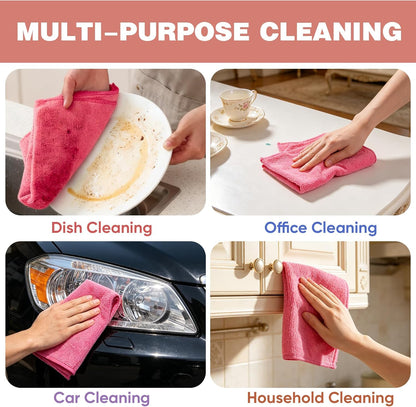 10 PCS Yellow Microfiber Cleaning Cloths, Highly Absorbent Microfiber Towels for Car, Kitchen, Bathroom and Household Cleaning, 11.8" X11.8