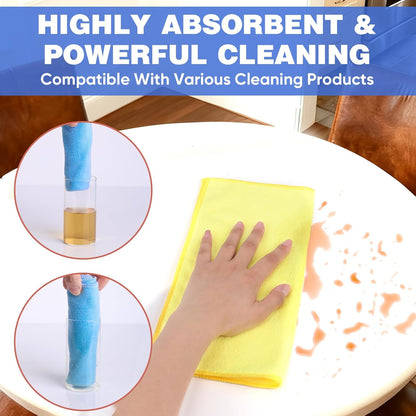 10 PCS Yellow Microfiber Cleaning Cloths, Highly Absorbent Microfiber Towels for Car, Kitchen, Bathroom and Household Cleaning, 11.8" X11.8