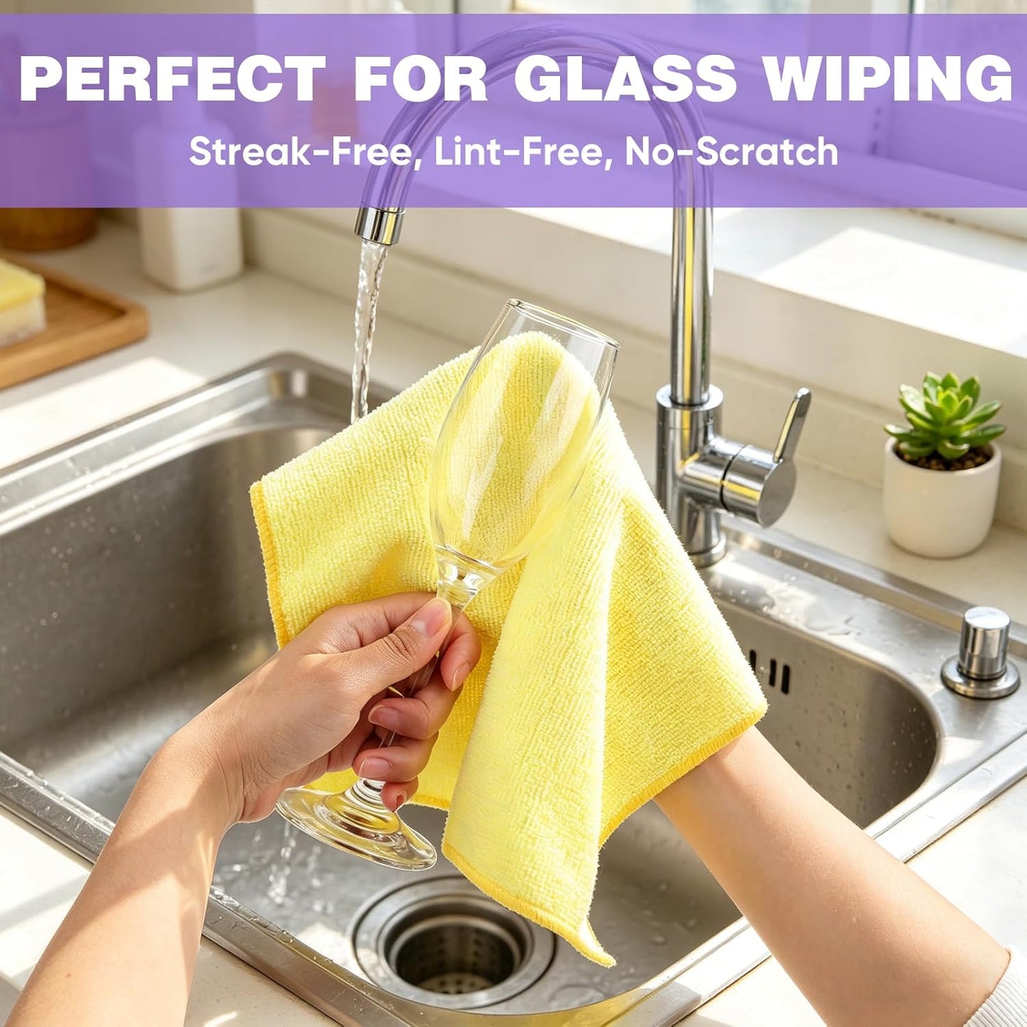 10 PCS Yellow Microfiber Cleaning Cloths, Highly Absorbent Microfiber Towels for Car, Kitchen, Bathroom and Household Cleaning, 11.8" X11.8