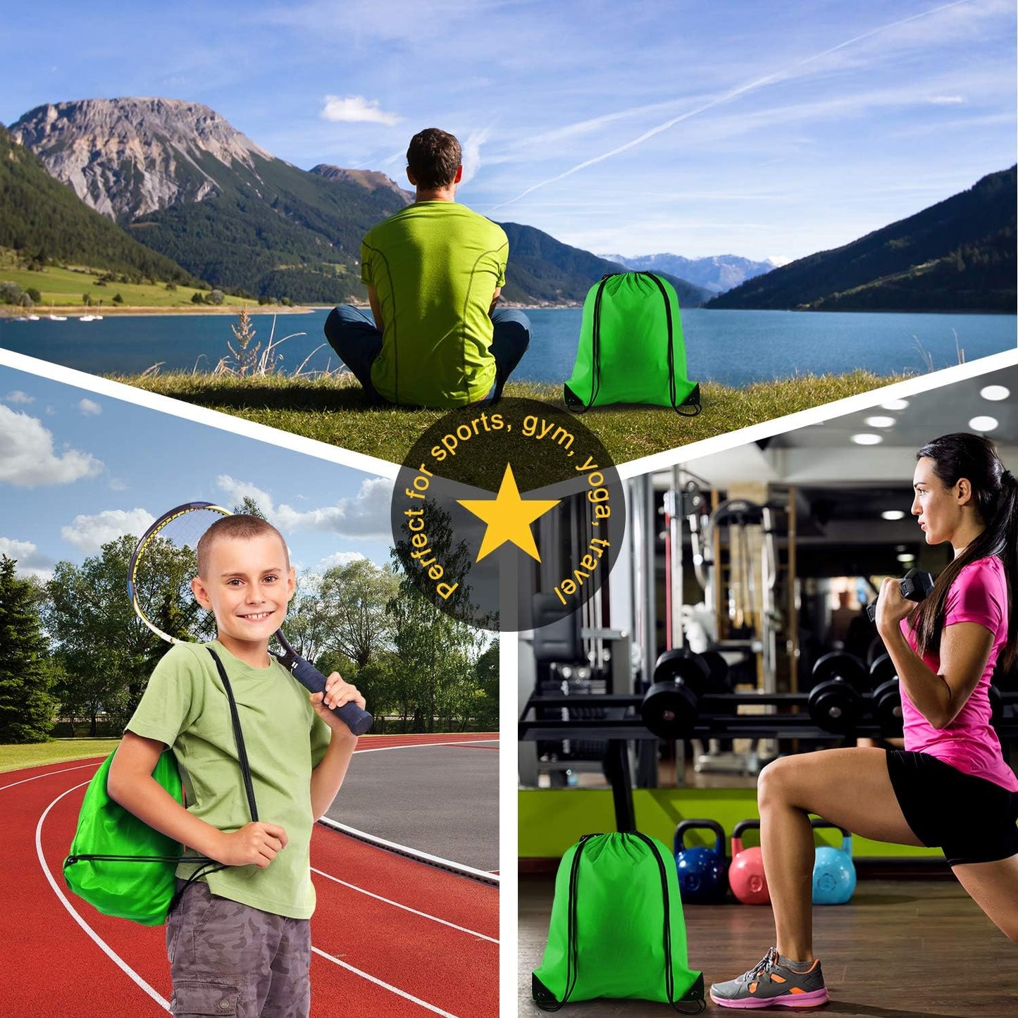 25Pcs Yellow Drawstring Bags - String Backpacks for Gym, Sport, Traveling