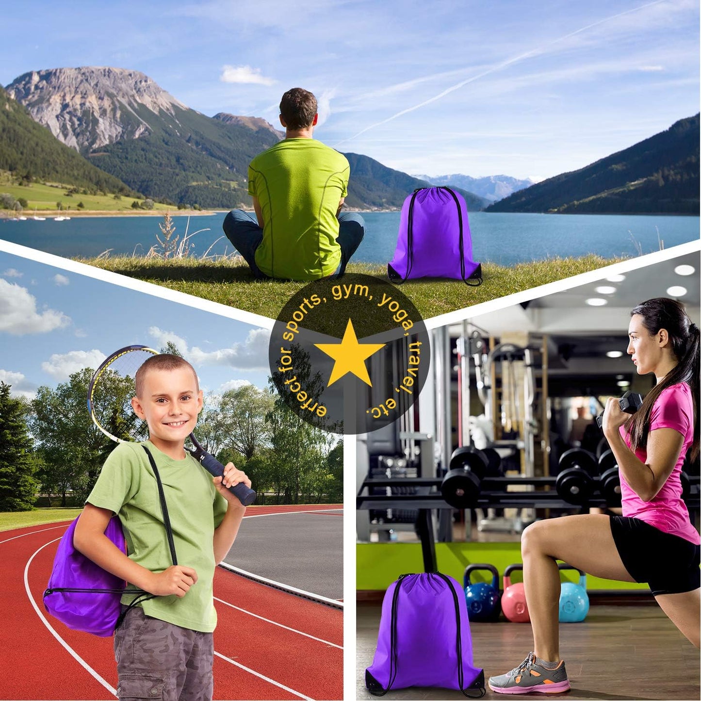25Pcs Yellow Drawstring Bags - String Backpacks for Gym, Sport, Traveling