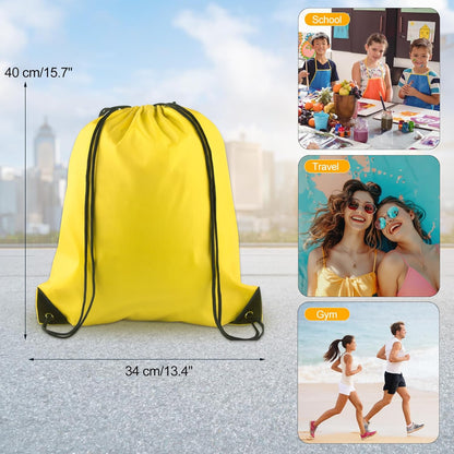 25Pcs Yellow Drawstring Bags - String Backpacks for Gym, Sport, Traveling