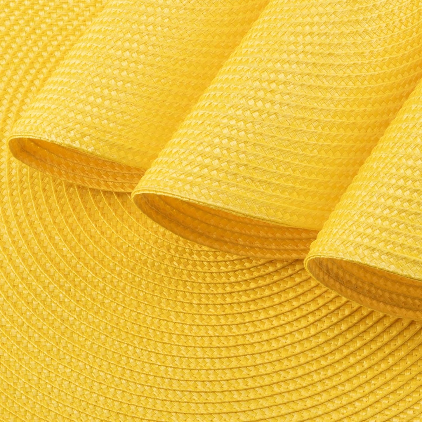 Round Braided Placemats Set of 4 Washable Woven Heat Resistant Table Mats for Kitchen Dining Tables 15 inch Round Place Mats (Yellow,4pcs)