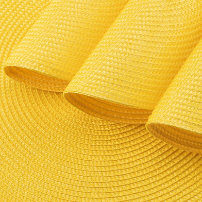Round Braided Placemats Set of 4 Washable Woven Heat Resistant Table Mats for Kitchen Dining Tables 15 inch Round Place Mats (Yellow,4pcs)