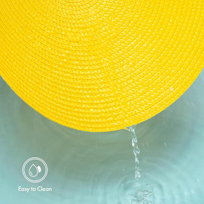 Round Braided Placemats Set of 4 Washable Woven Heat Resistant Table Mats for Kitchen Dining Tables 15 inch Round Place Mats (Yellow,4pcs)