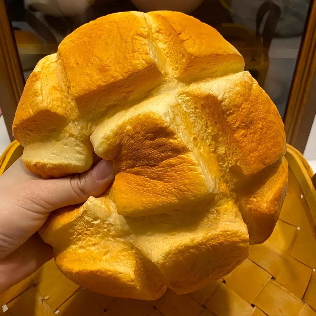 7 Inch Jumbo Bread Squishy, Slow Rising Squishy Toys | Stress Relief Squeeze Toys for Adults, Sticky Food Squishies, Foam Sensory Fidget Toy for Desk (Yellow)