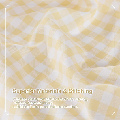 Gingham Full Sheet Set, Lightweight Super Soft Brushed Microfiber Plaid Bed Sheets with 16" Deep Pocket, 4 Piece Ruffle Farmhouse Bedroom Decor, Yellow