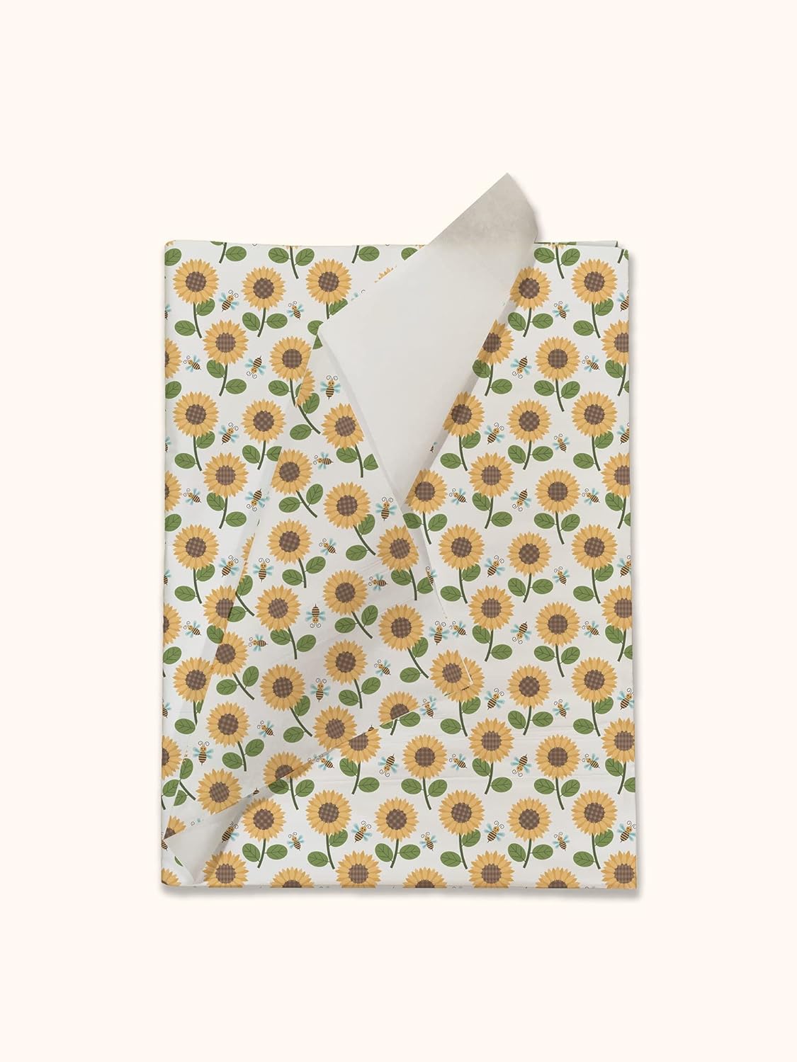 Sunflower and Bees Summer Printed Tissue Paper for Gift Bags or Boxes and Wrapping - Floral Spring Bulk Decorative Art Tissue Paper for Packaging and Gifting | 24 Sheets 20" x 30"