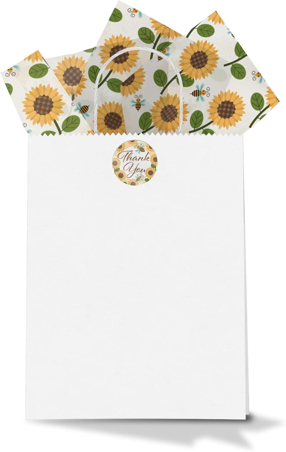 Sunflower and Bees Summer Printed Tissue Paper for Gift Bags or Boxes and Wrapping - Floral Spring Bulk Decorative Art Tissue Paper for Packaging and Gifting | 24 Sheets 20" x 30"