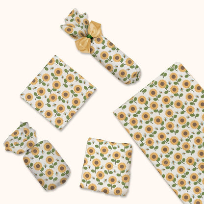 Sunflower and Bees Summer Printed Tissue Paper for Gift Bags or Boxes and Wrapping - Floral Spring Bulk Decorative Art Tissue Paper for Packaging and Gifting | 24 Sheets 20" x 30"