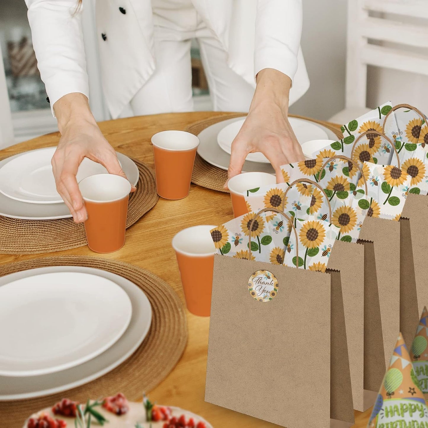Sunflower and Bees Summer Printed Tissue Paper for Gift Bags or Boxes and Wrapping - Floral Spring Bulk Decorative Art Tissue Paper for Packaging and Gifting | 24 Sheets 20" x 30"
