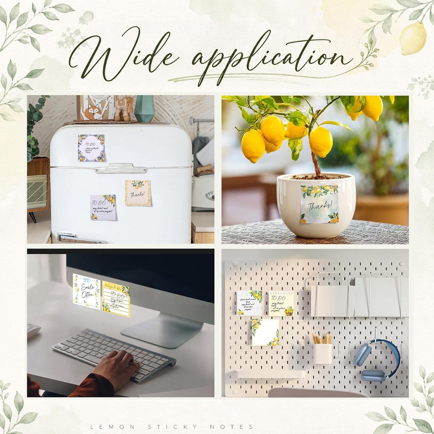 9 Pads Lemon Sticky Notes 3x3 Inch Cute Self Stick Notepads Notes Adhesive Memo Pad Office Decor Gifts for Students School Teacher Meeting Office Supplies