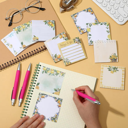 9 Pads Lemon Sticky Notes 3x3 Inch Cute Self Stick Notepads Notes Adhesive Memo Pad Office Decor Gifts for Students School Teacher Meeting Office Supplies
