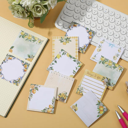 9 Pads Lemon Sticky Notes 3x3 Inch Cute Self Stick Notepads Notes Adhesive Memo Pad Office Decor Gifts for Students School Teacher Meeting Office Supplies