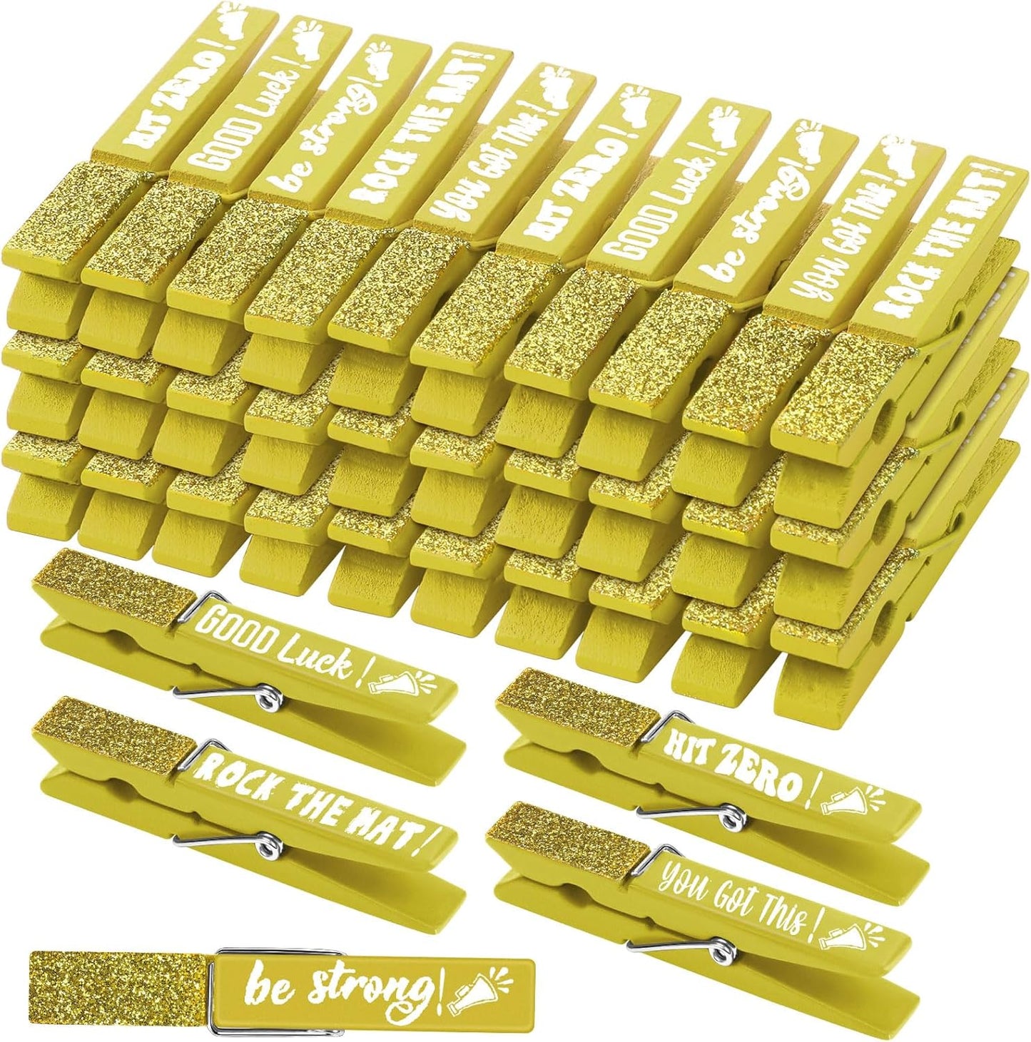 30 Pcs Spirit Clips Cheer Pins Cheerleader Gifts Clothes Pins for Backpacks Competition Glittered for Team Cheer Gifts Stuff Supplies Party Favors Accessories Bulk(Yellow,Shiny)