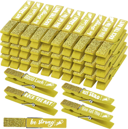 30 Pcs Spirit Clips Cheer Pins Cheerleader Gifts Clothes Pins for Backpacks Competition Glittered for Team Cheer Gifts Stuff Supplies Party Favors Accessories Bulk(Yellow,Shiny)
