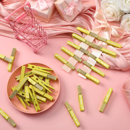 30 Pcs Spirit Clips Cheer Pins Cheerleader Gifts Clothes Pins for Backpacks Competition Glittered for Team Cheer Gifts Stuff Supplies Party Favors Accessories Bulk(Yellow,Shiny)