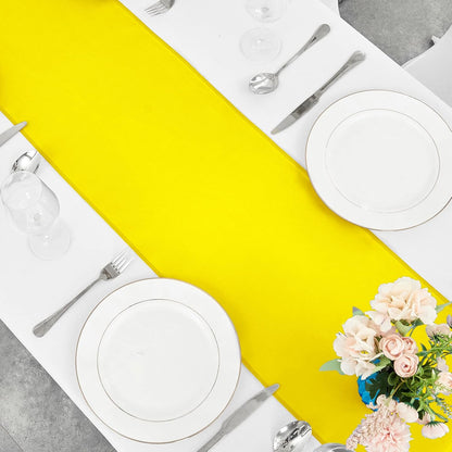 4-Pack Yellow Satin Table Runner 12 x 108 Inch Long Bright and Smooth Silk Fabric Table Runner for Wedding Banquet Birthday Party Decoration