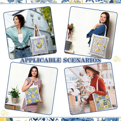 12 Pcs Amalfi Coast Lemon Gift Bags Italian Island Lemons Canvas Tote Bags Bulk Summer Travel Beach Mediterranean Capri Positano Italy Gifts for Women Shopping Wedding Birthday Party Favors