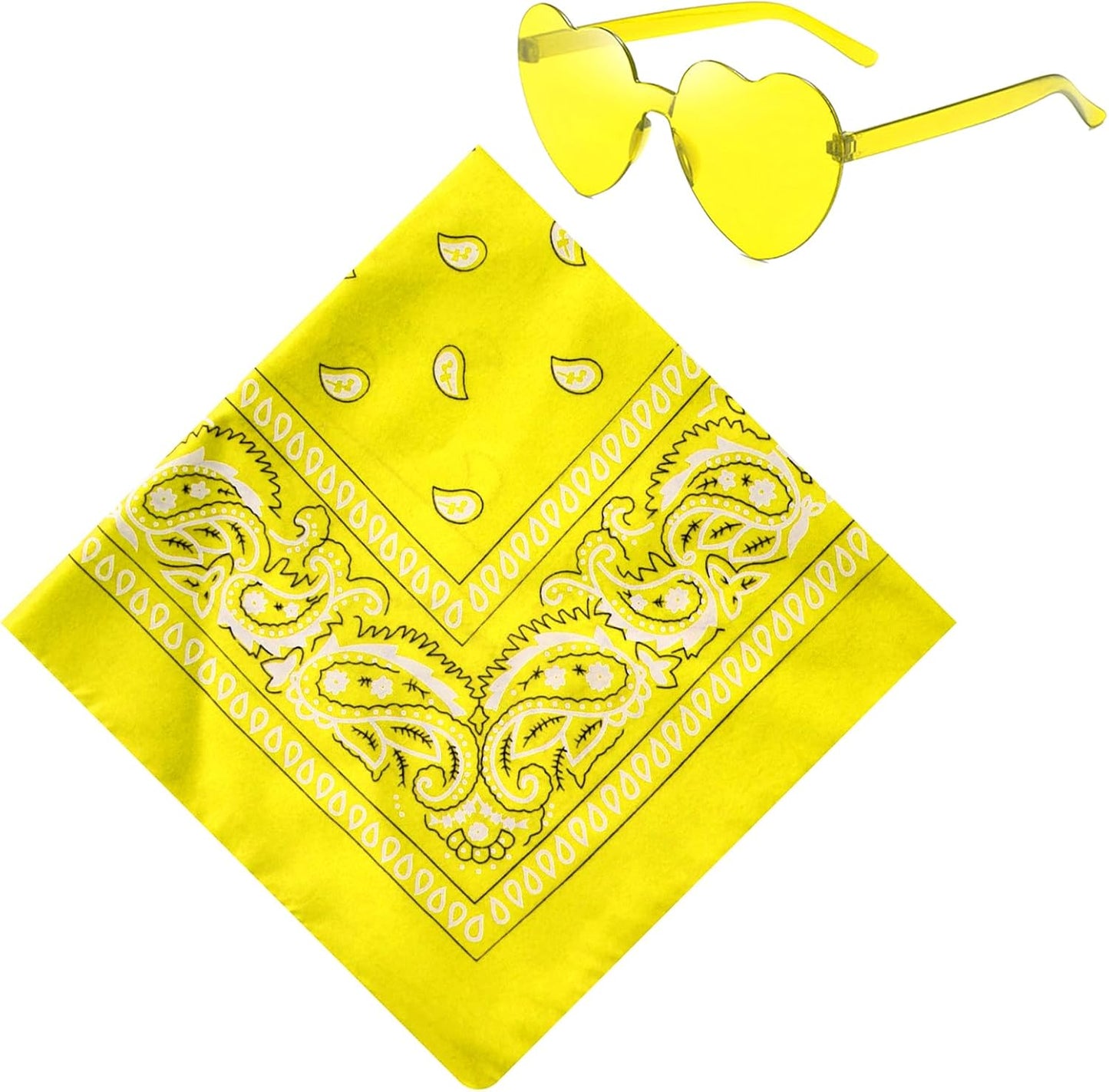 Bandana with Heart Sunglasses, Disco Cowgirl Bachelorette Paisley Scarf for Men Women