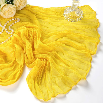 12 Pack Lemon Yellow Cheesecloth Table Runner 10Ft Gauze Cheese Cloth Table Runner 35x120 Inch Boho Sheer Rustic Fabric for Summer Party Decor Baby Shower Wedding Decorations