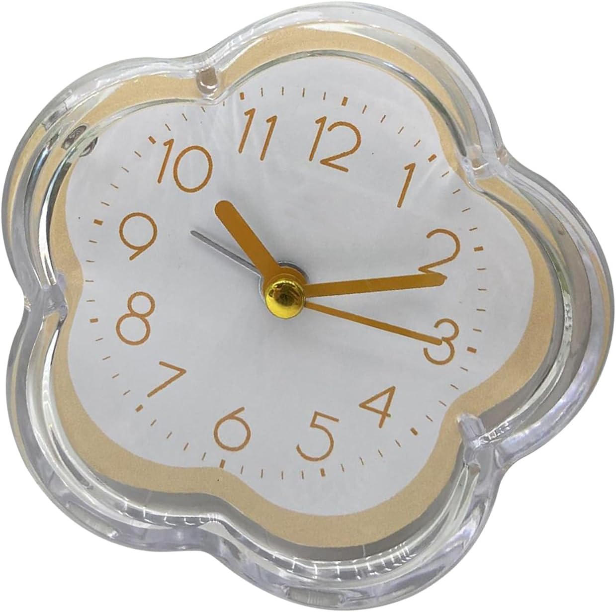 Bedroom Alarm Clock, Cute Flower Battery Operated Analog Alarm ABS Silent Non Ticking Small Desk Clock for Bedroom Nightstand Home Decor (Yellow)